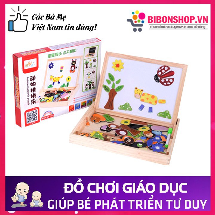 Đồ Chơi Giáo Dục Bộ Tranh Ghép Nam Châm 2 Mặt Bằng Gỗ Cho Bé Sáng Tạo