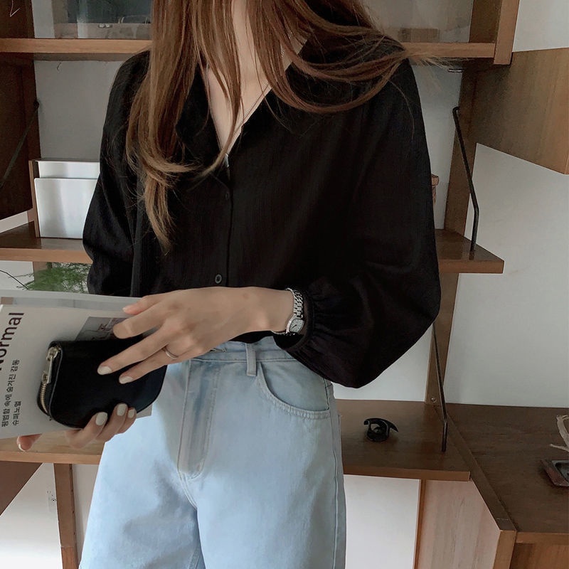 Áo kiểu BH tay dài phồng màu sắc ngọt ngào phong cách retro Pháp thời trang cho nữ