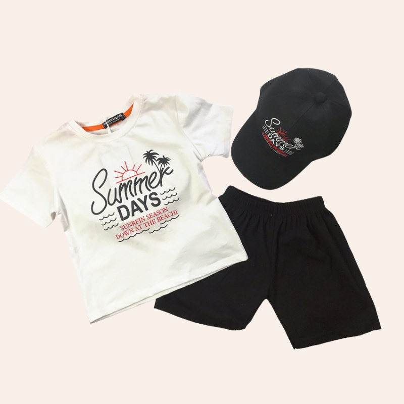Bộ Quần Áo Thun Trẻ em Kèm Mũ, Mã K17, Set Đồ Bộ Bé trai , Thời Trang, Chất Cotton Đẹp Mềm Mịn Từ 1-8 Tuổi