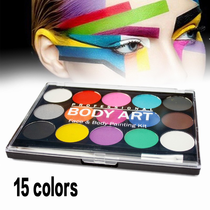 Face & Body Painting Kit 15 Colours Pressed Powder Palettes Set Face Art Make Up