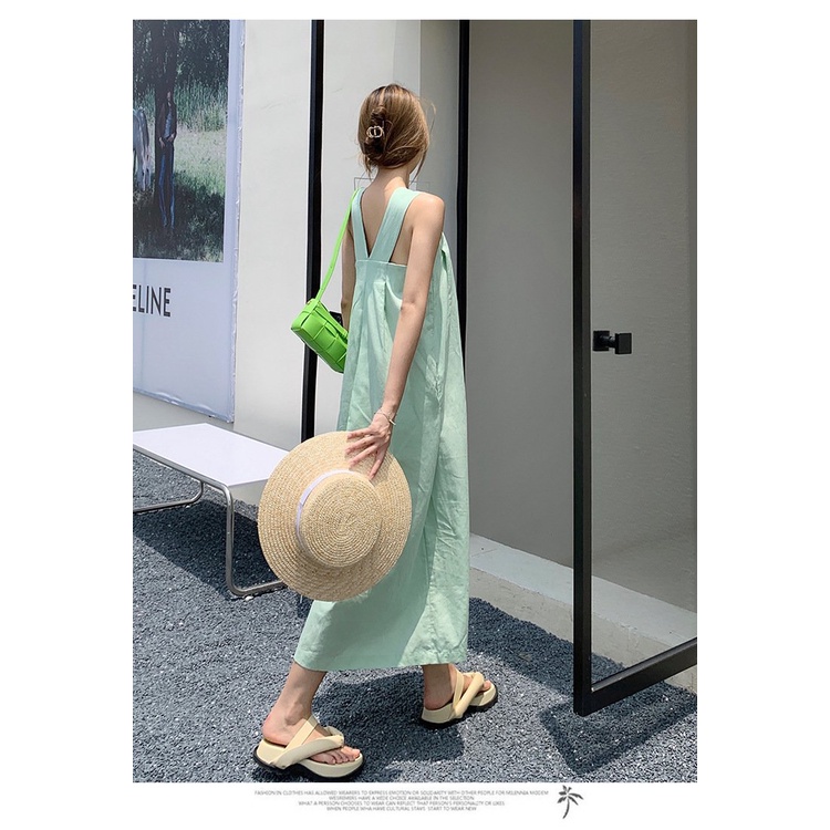 Đầm Váy đi biển nữ đẹp maxi 2 dây dáng dài rộng bigsize bikini Hàn Quốc vintage cổ vuông babydoll hở lưng 8896 DK11T401