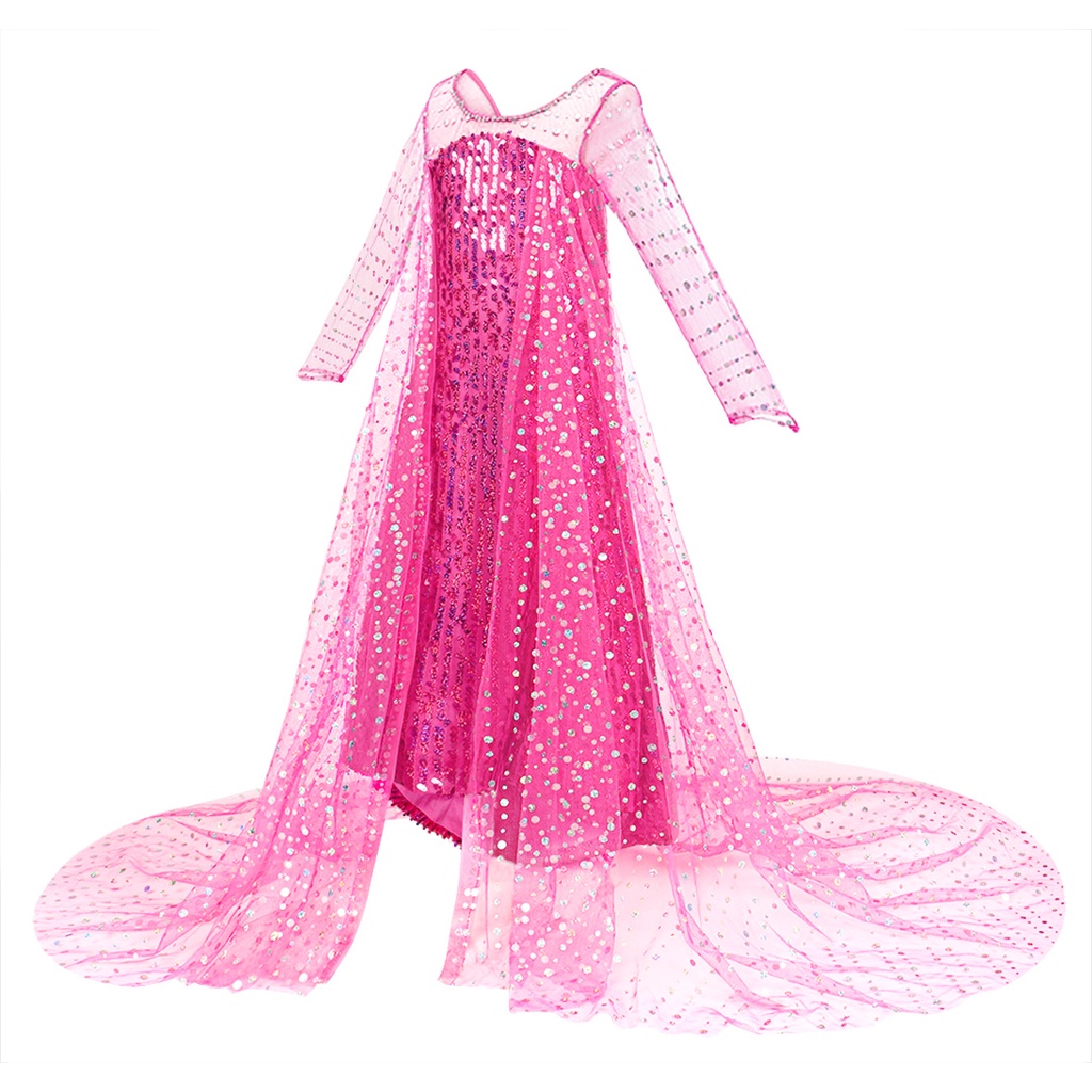 Đầm Công Chúa Elsa Hóa Trang Halloween / Giáng Sinh Phối Lưới Đính Kim Sa Lấp Lánh Mới Cho Bé Gái