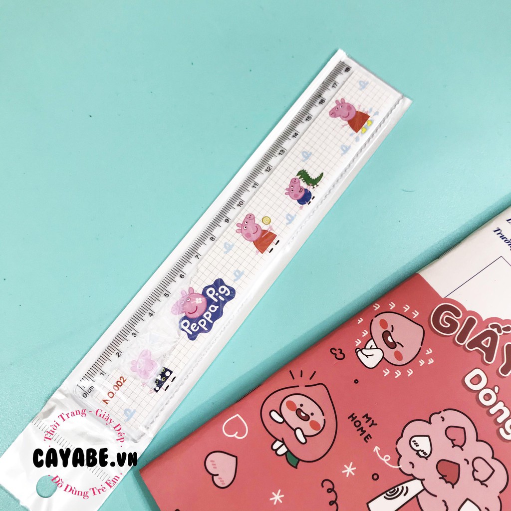 THƯỚC NHỰA  CAYABE TRONG 20CM HEO PEPPA