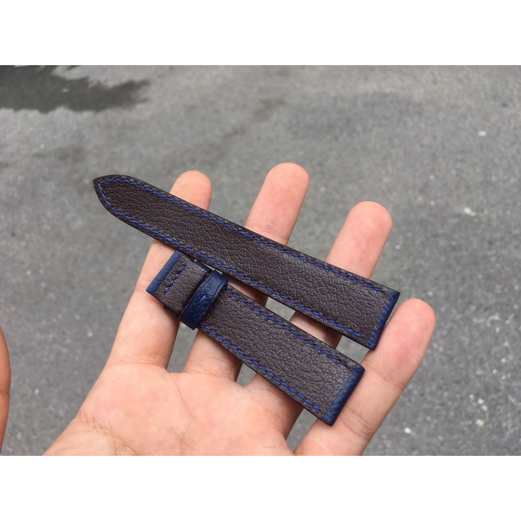 Dây Đồng Hồ Da Bò Epsom Xanh Navy Cao Cấp Chống Bám Bụi