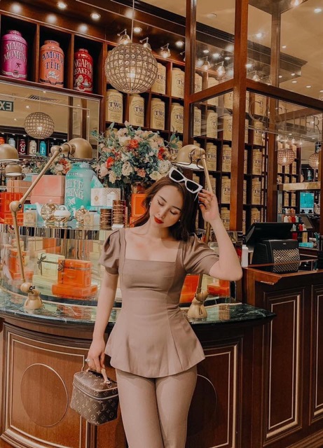 SET ÁO CỔ U TAY PHỒNG + QUẦN