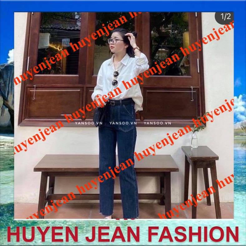 quần jean nữ ống đứng cạp cao co giãn 2 túi trước | BigBuy360 - bigbuy360.vn