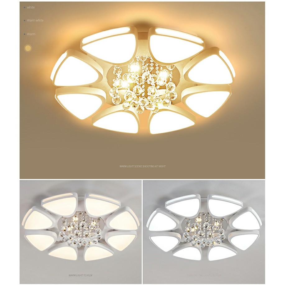 Đèn Led Ốp Trần - Đèn Áp Trần Trang Trí Pha Lê A2 3 Chế Độ Sáng Kèm Điều Khiển Từ Xa Trang Trí Phòng Khách