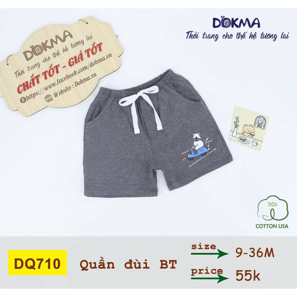 (6-&gt;12 tháng) Quần đùi bé trai DOKMA chất cotton Mỹ cao cấp (DQ710)