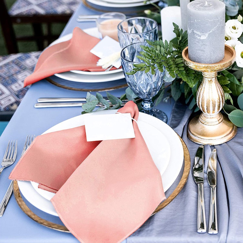 Bộ 12 Khăn Ăn 50cm Bằng Vải Satin Hình Vuông Cho Trang Trí Bàn Tiệc