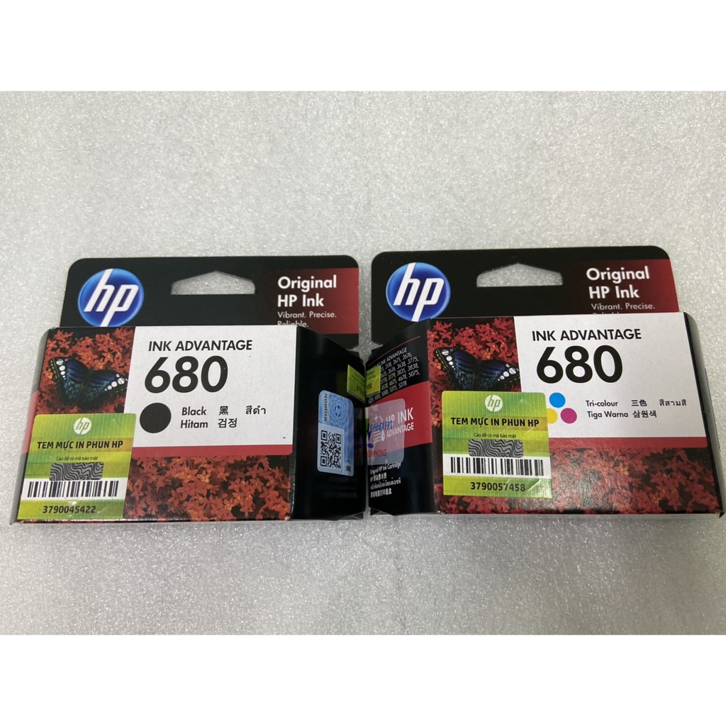 Combo bộ 2 mực in phun hp680 BLACK  và hp680 màu TRI - COLOR  - hàng chính hãng
