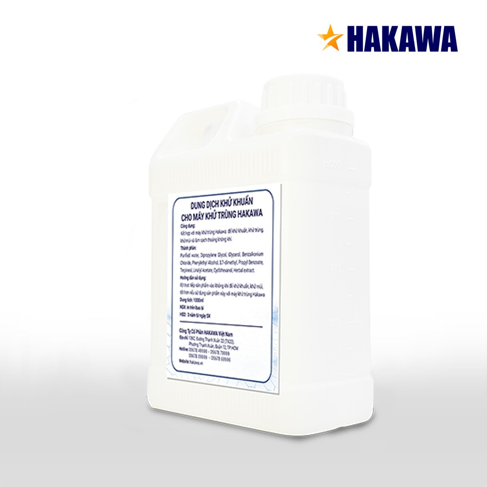 Dung dịch khử mùi diệt khuẩn nano HAKAWA - HK-1 lít - Hương bạc hà - Sản phẩm chính hãng