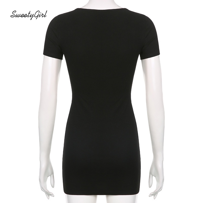 Đầm Ôm Cổ Vuông Tay Ngắn Màu Trơn 2022 Thời Trang Cho Nữ