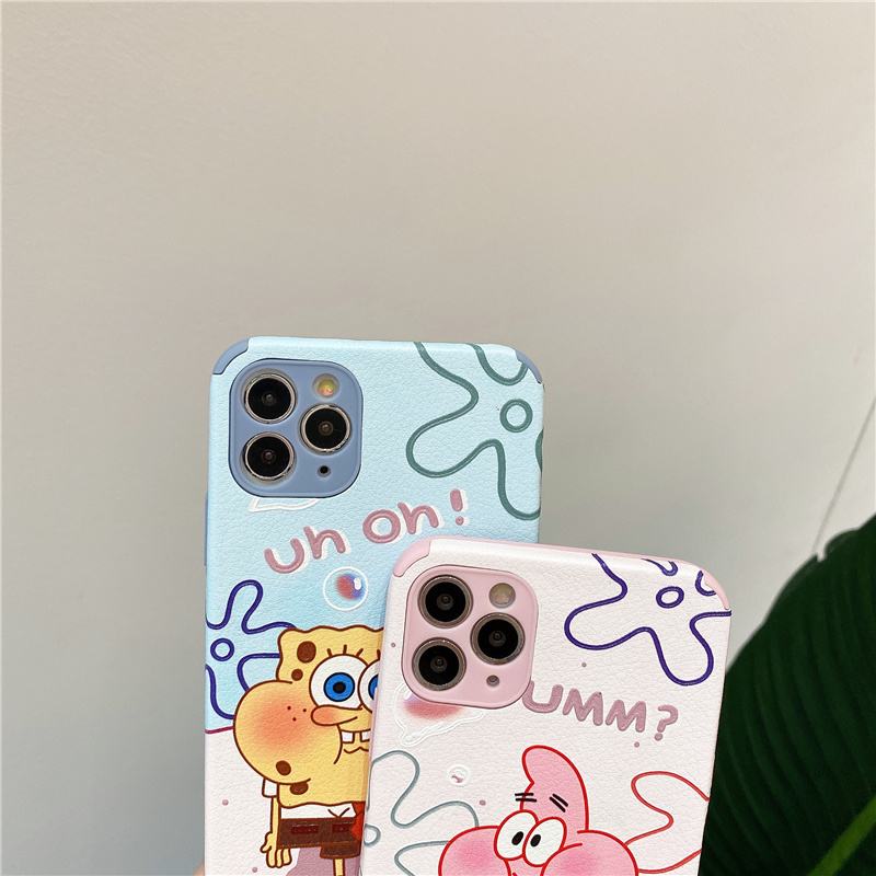 Ốp điện thoại silicone dẻo chống sốc in hình SpongeBob cho iPhone12 Pro Max i11 X XR 6s 7 8 Plus Xs Max | BigBuy360 - bigbuy360.vn