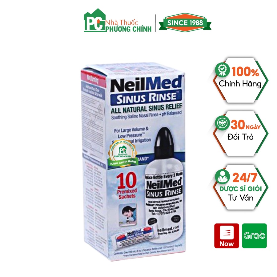 Bộ Dụng Cụ Rửa Mũi Cho Người Lớn NeilMed Sinus Rinse Starter 10 Sachets (Bình 240ml + 10 Gói)