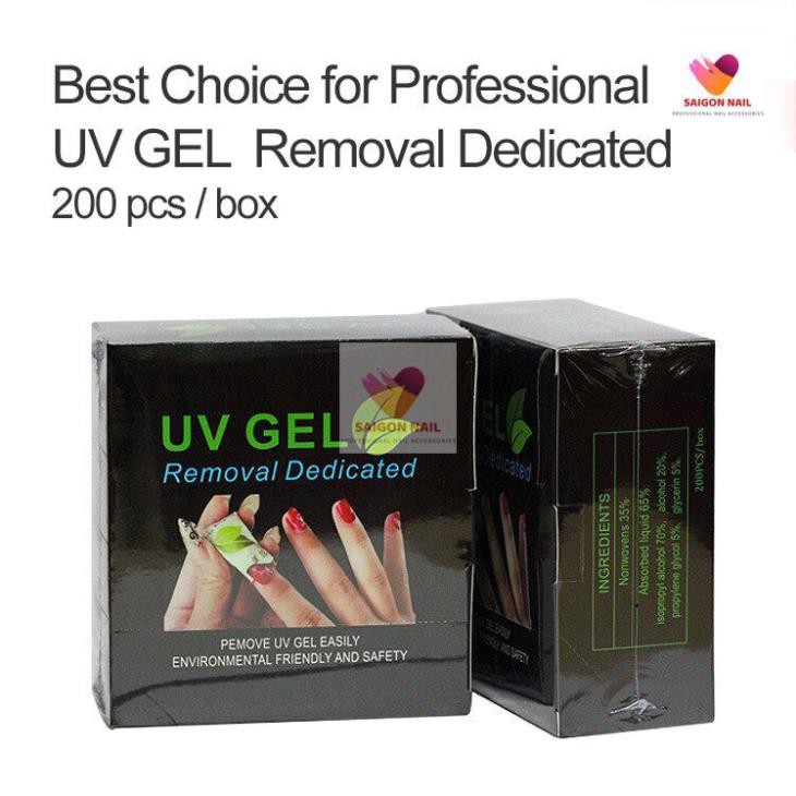 Giấy ủ tháo gel - UV Gel Removal Dedicated ( 200 miếng / hộp )