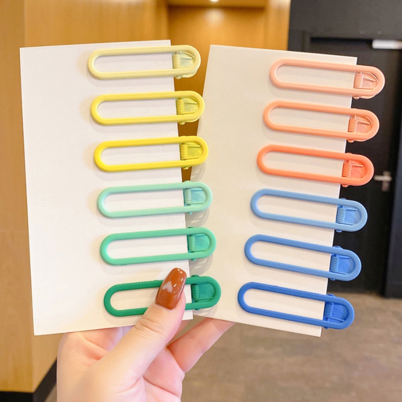 Set 3 Kẹp Tóc Kim Loại Màu Gradient Đơn Giản Thời Trang Hàn Quốc