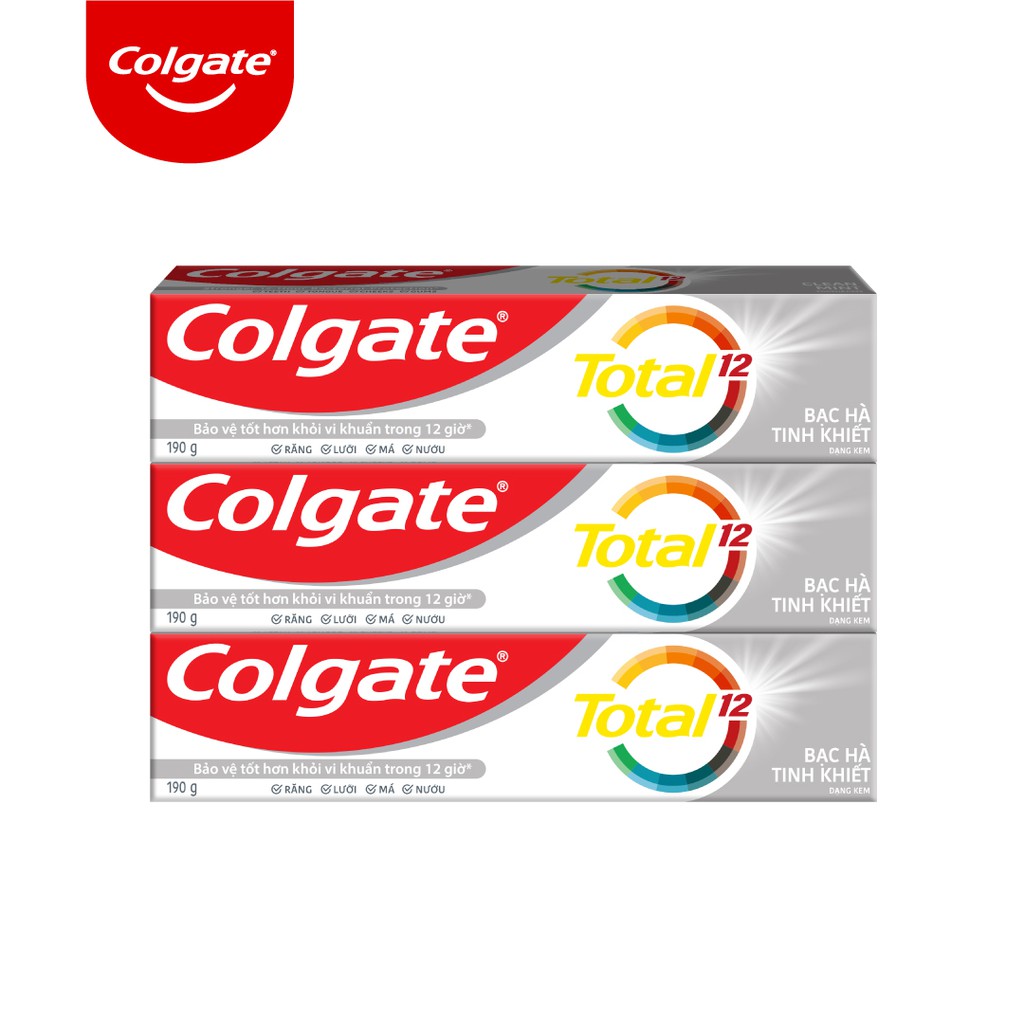 Bộ 3 Kem đánh răng Colgate diệt vi khuẩn Total Clean Mint hư