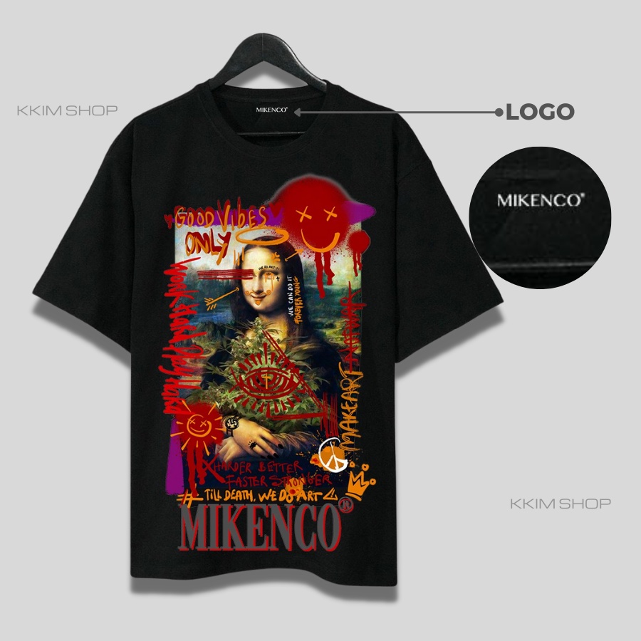 Áo Thun Tay Lỡ MIKENCO MONA LISA AR, áo phông unisex Form rộng oversize, chất liệu Cotton. KKIM Shop