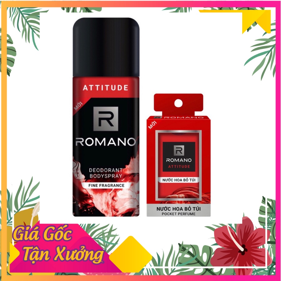 Xịt toàn thân Romano ngăn mồ hôi và mùi cơ thể ATTITUDE150ml/chai & Nước hoa bỏ túi ATTITUDE 18ml