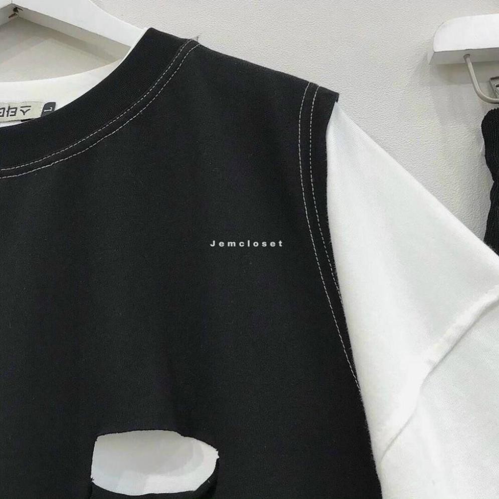 Set Áo Thun 2  Chi Tiết, Áo Trắng mix Gile Đen Siêu Xinh Hàng Loại 1 | BigBuy360 - bigbuy360.vn