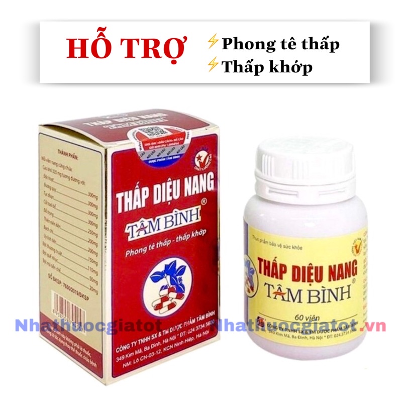[Hộp 60 Viên] THẤP DIỆU NANG TÂM BÌNH - Hỗ trợ đieu tri phong tê thấp, thấp khớp, đau thần kinh tọa