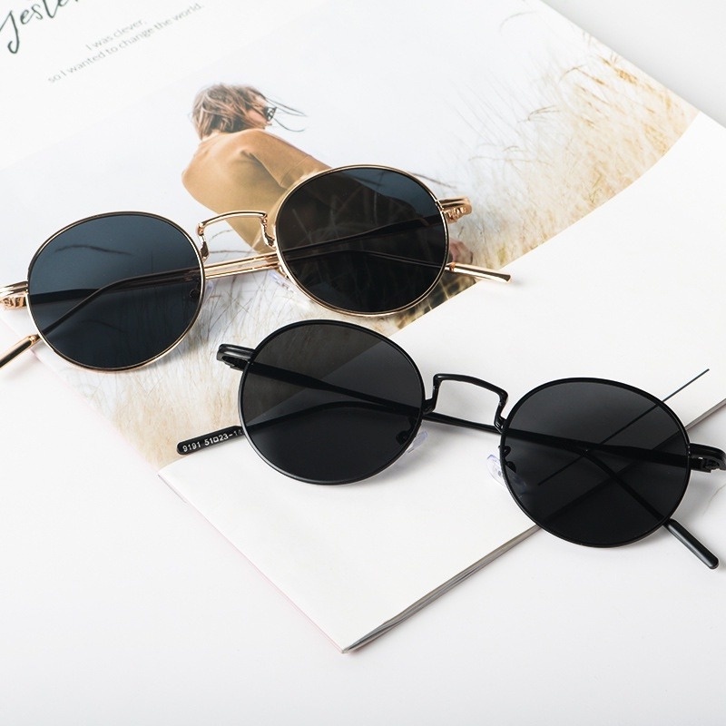 Kính Mát Gọng Oval Kim Loại Phong Cách Retro Thời Trang Phương Tây