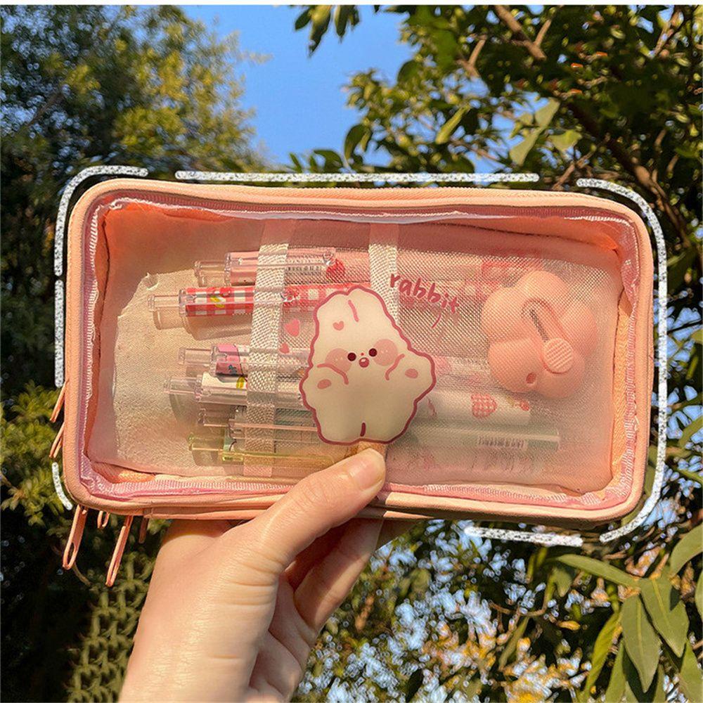 Túi Đựng Bút Bằng PVC Sức Chứa Lớn Họa Tiết Hoạt Hình Dễ Thương Cho Học Sinh