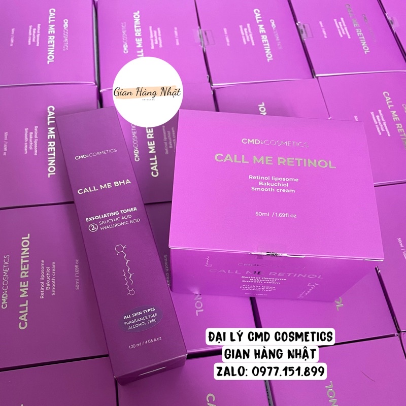 Bộ Kem Dưỡng Call Me Retinol 50ml &amp; Toner Call Me BHA 2% Salicylic Acid  - CMD Cosmetics Call Me Duy