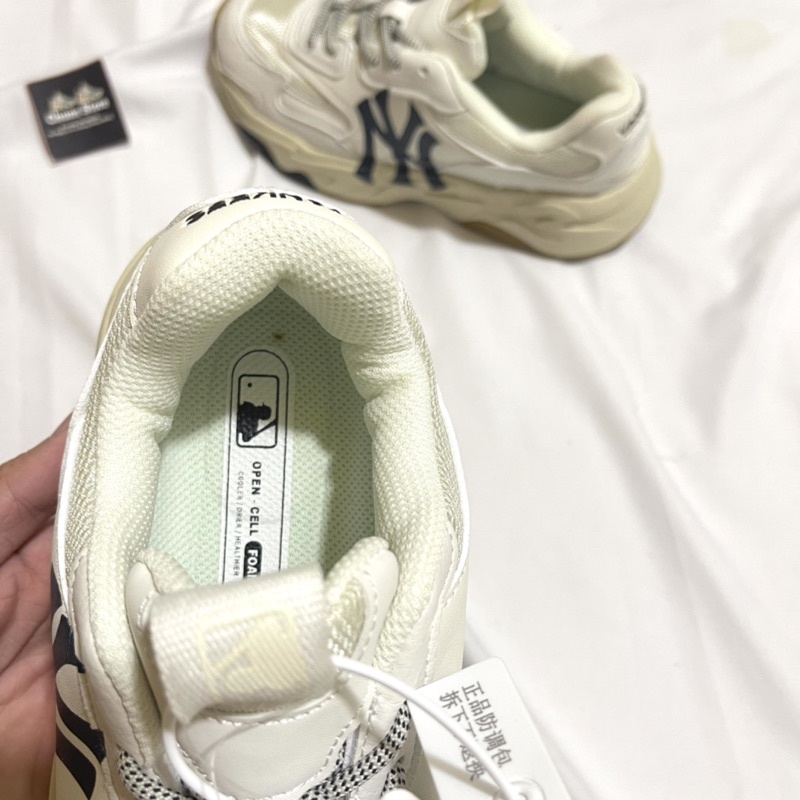 Giày MLB chunky bigball lite NY đen trắng, giày ML B bigball trắng kem đế nâu cao cấp