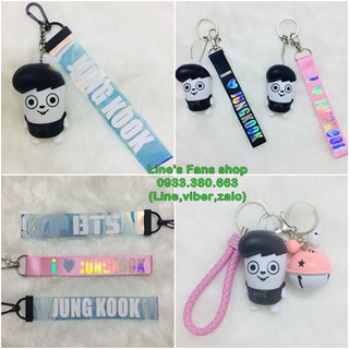 Móc khóa BTS + strap holo_Mẫu mới (KM tặng Sticker & hình xăm BT21 BTS, khách tự chọn mẫu)