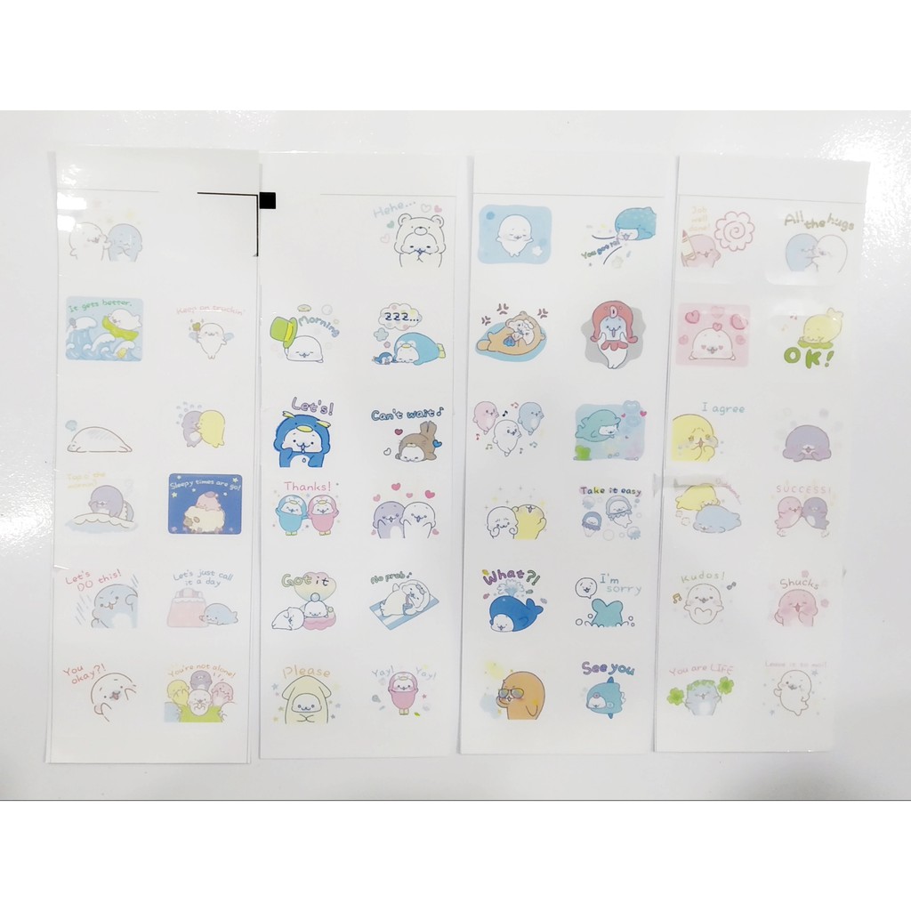 sticker hải cẩu mamegoma SI14 hình dán dễ thương trang trí dán sổ dán điện thoại 1 tờ 7*19,5cm bullet journal