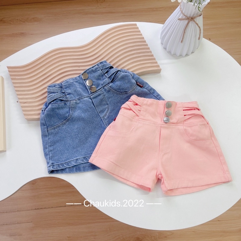Quần short kaki bò dây rút cho bé gái size đại phong cách