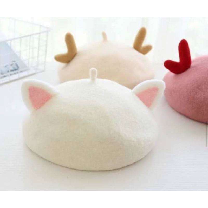 Mũ nồi beret tai mèo dễ thương