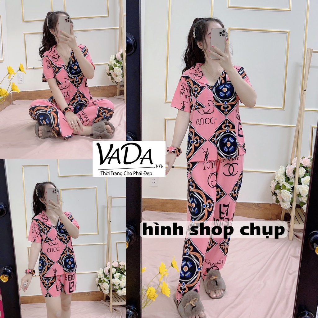 Đồ mặc ở nhà , sét pyjama 4 món tay ngắn chất lụa mặc thoáng mát họa tiết xinh tươi -Thời Trang VADA (B1) | BigBuy360 - bigbuy360.vn