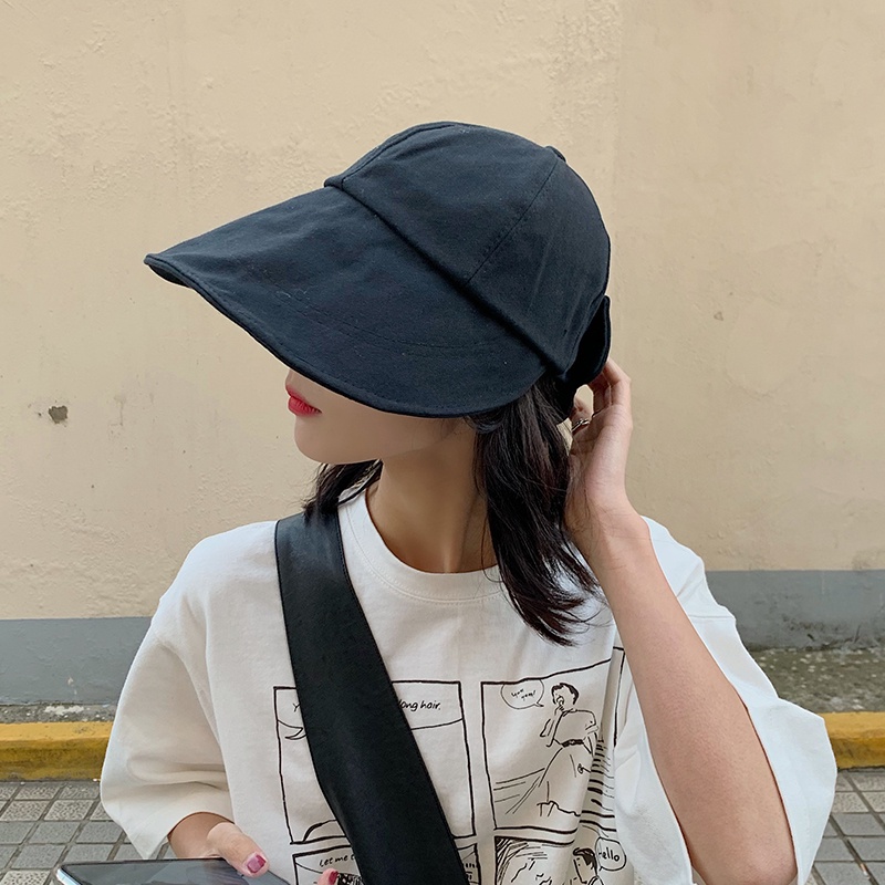 Nón Tai Bèo Vành Rộng Bằng Cotton Chống Tia UV Có Thể Gấp Gọn Thời Trang Cho Nữ