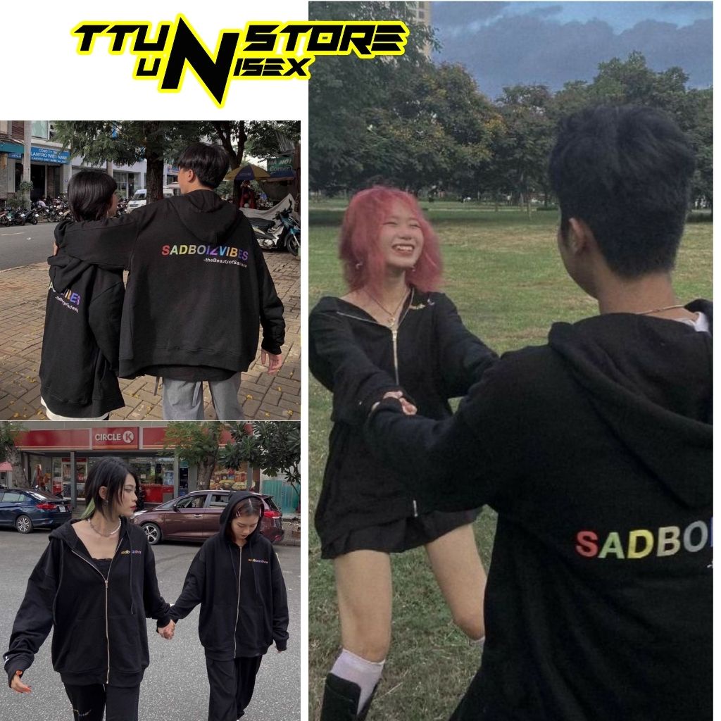 Áo Khoác SADBOIZ Saboizvibes Zipper 7 Màu Chữ Thêu Chất Nỉ Bông Full Tag TUN SHOP UNISEX