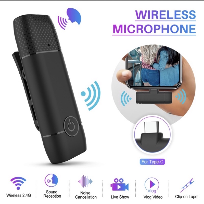 Micro Mini Kẹp Áo Không Dây Hỗ Trợ Phát Sóng Trực Tiếp Cho iPhone Android
