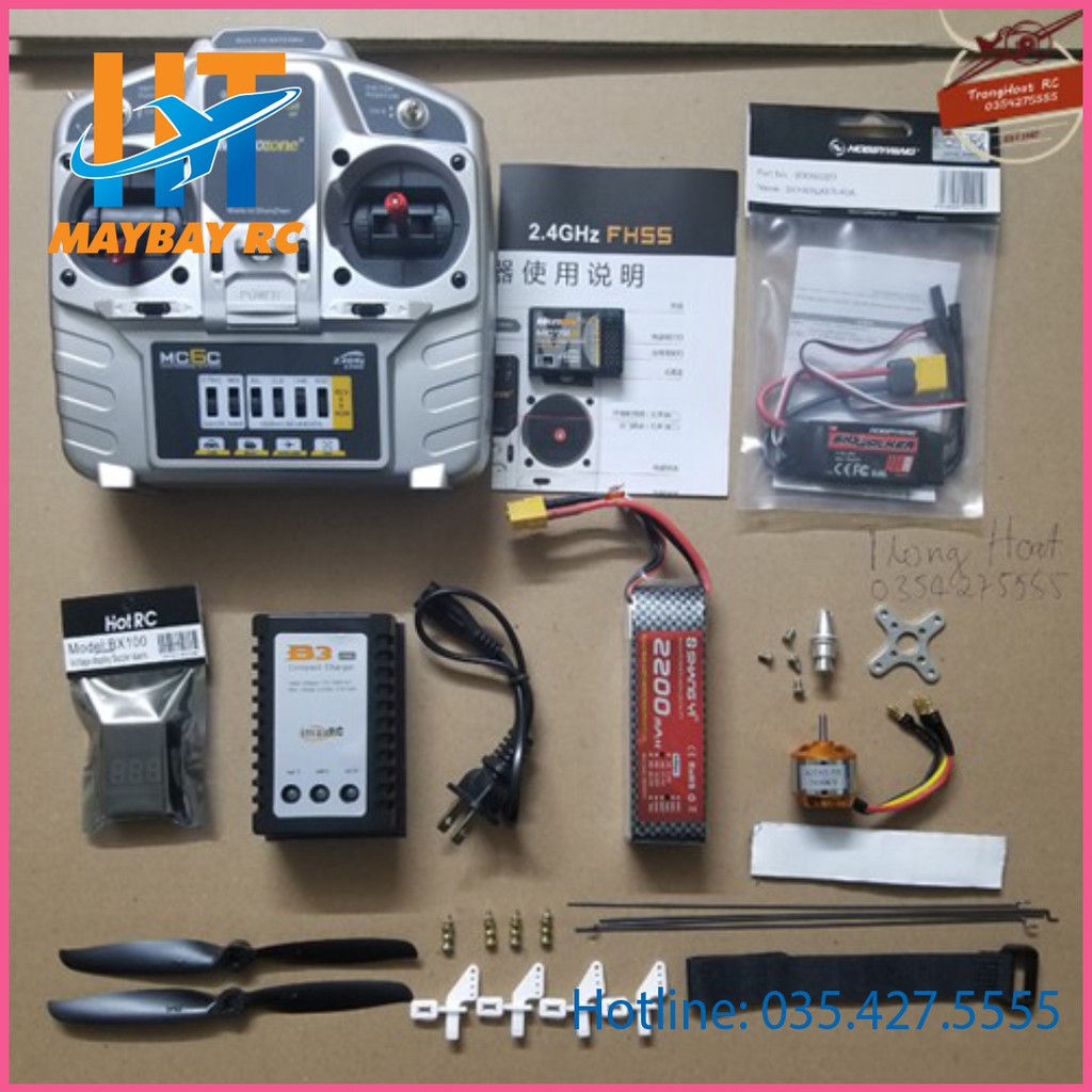 Combo Đồ Điện Chế Máy Bay Điều Khiển Với Tay MC6C+ RX7RB. maybayrc