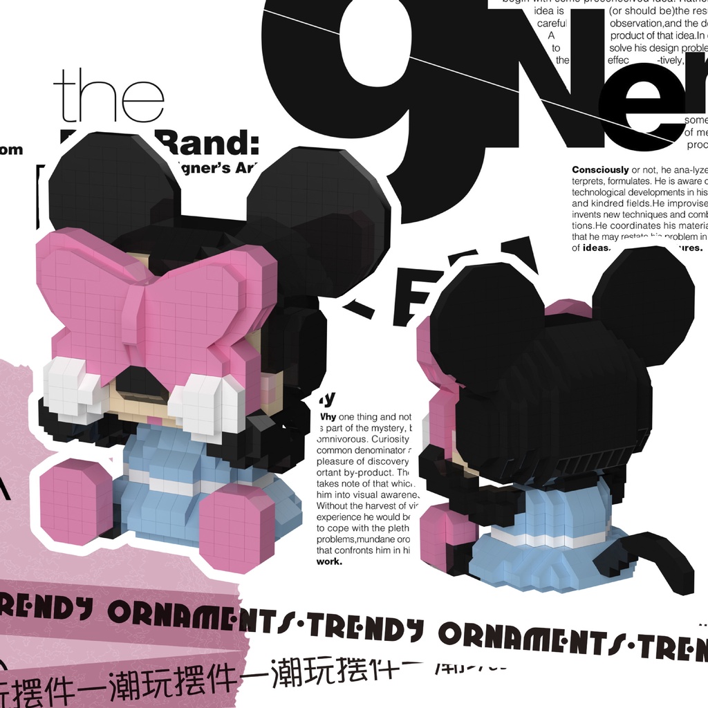 Các khối xây dựng chuột mickey minnie nanoblock linabell ghép hình trẻ em hộp quà một mảnh đồ chơi trẻ em Disney búp bê quà tặng cho bạn gái giáng sinh Naruto kakashi luffy chopper