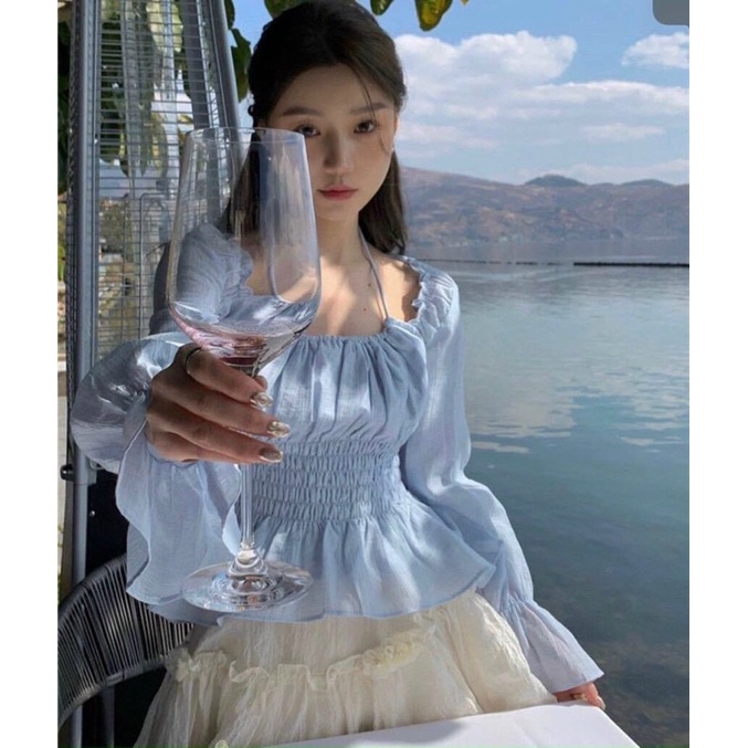 ÁO PELUM NHÚN CHỈ EO DÂY YẾM- Hàng Có Sẵn - Kèm Ảnh Thật