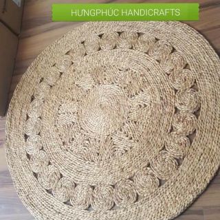 Thảm cói tròn mịn trang trí hoa văn 1,2m