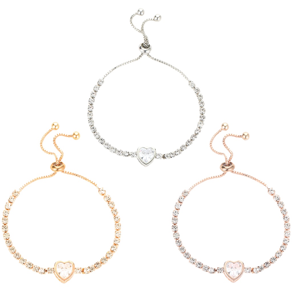 Vòng tay đính đá zircon hình trái tim xinh xắn cho nữ