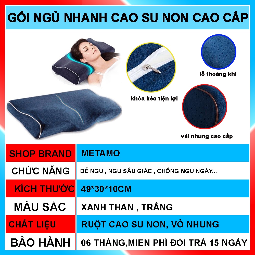 Gối ngủ nhanh cao cấp chống mất ngủ, chống đau mỏi vai ngáy, gối ngủ cao su non điều trị mất ngủ, chống thoái hóa đốt số
