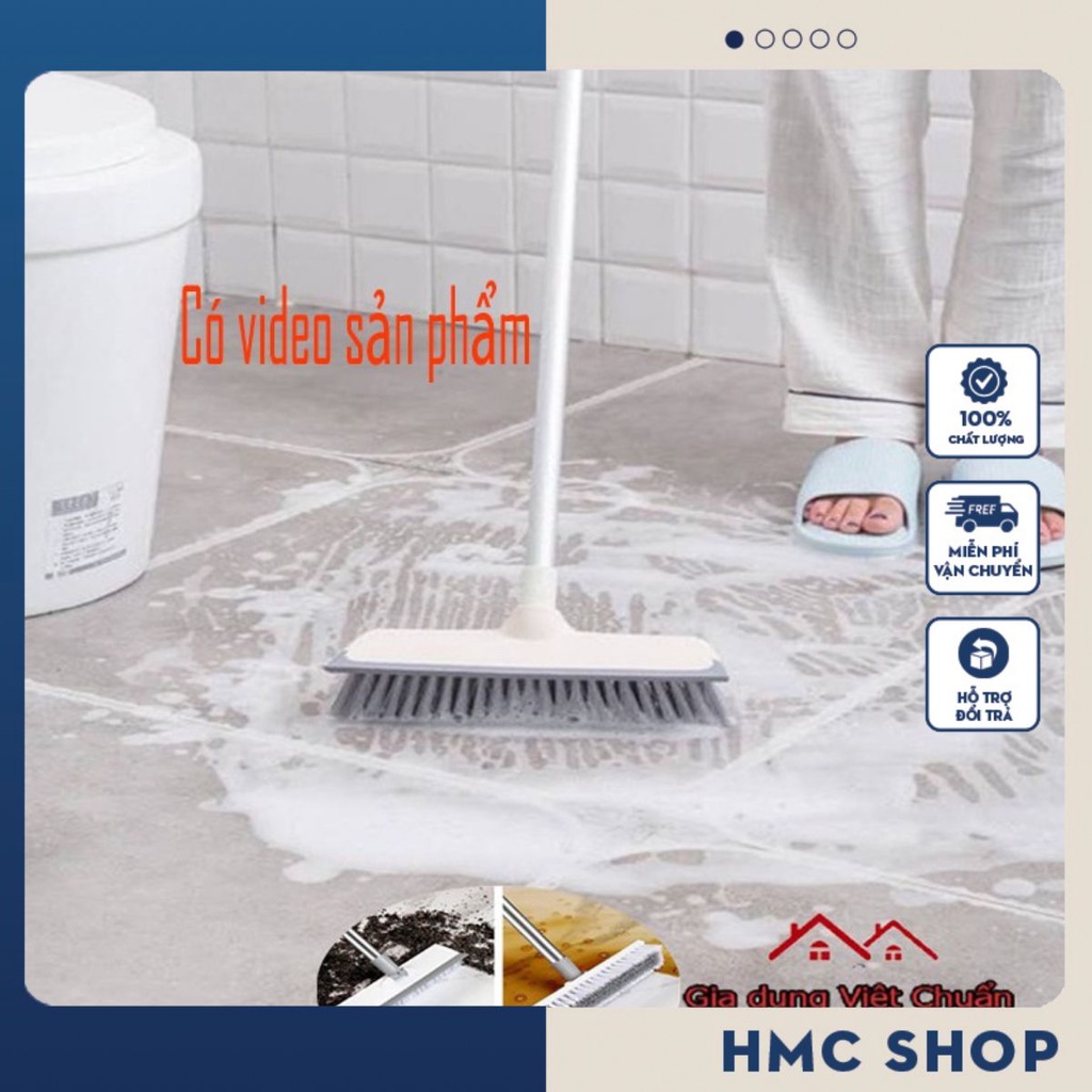 [Chổi Màu Trắng] Chổi quét sàn nhà tắm đánh rửa nhà vệ sinh inox tiện lợi 2 trong 1 đa năng