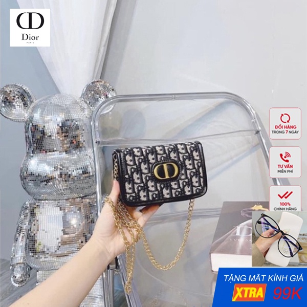 Túi Đeo Chéo Thổ Cẩm Di.or CD Mini Cao Cấp - Tặng Kèm Kính 99K