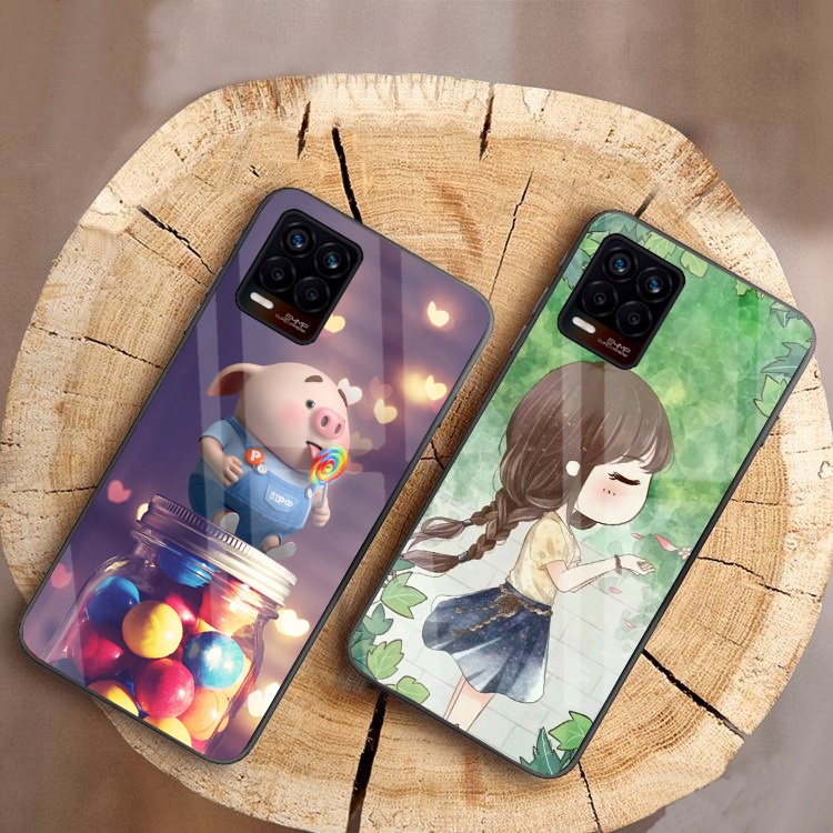 Ốp Lưng REALME 8, REALME 8 PRO mặt kính cường lực cao cấp