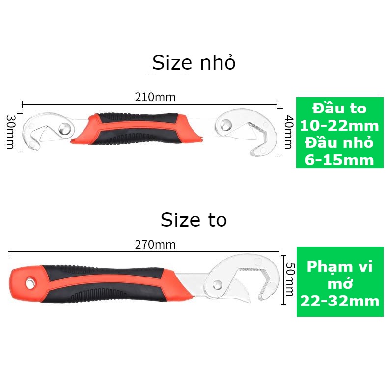 Bộ 2 cờ lê đa năng sửa chữa ô tô xe máy, mở được tất cả các loại ốc 8-32mm