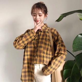 sơ mi ulzzang áo sơ mi nữ đẹp sơ mi kẻ caro áo kiểu dáng Hàn Quốc