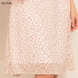 Đầm nơ eo hoa GUMAC DA421_HONG