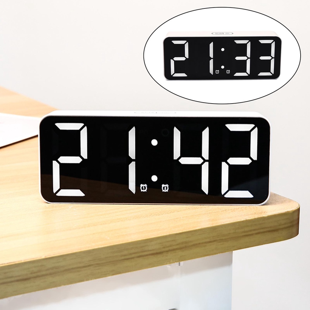Đồng Hồ Báo Thức Điện Tử Để Bàn Có Đèn LED Hiển Thị Nhiệt Độ 12 / 24H lzdjhyke3